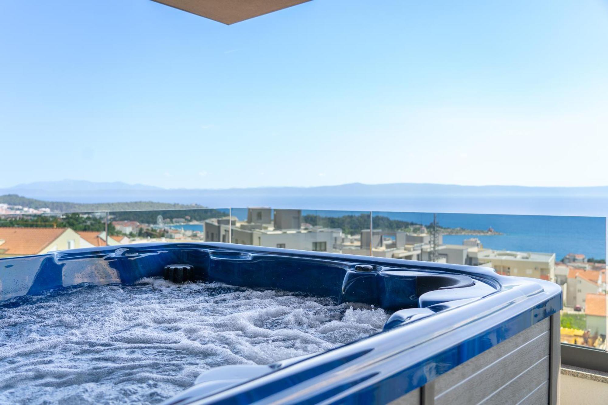 Lux Penthouse Panoramic View With Jacuzzi Makarska Exterior foto